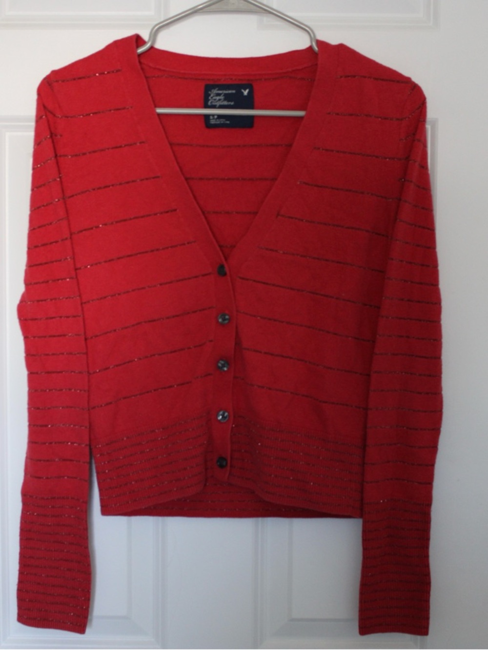 AMERICAN EAGLE Striped V-neck Sweater Cardigan